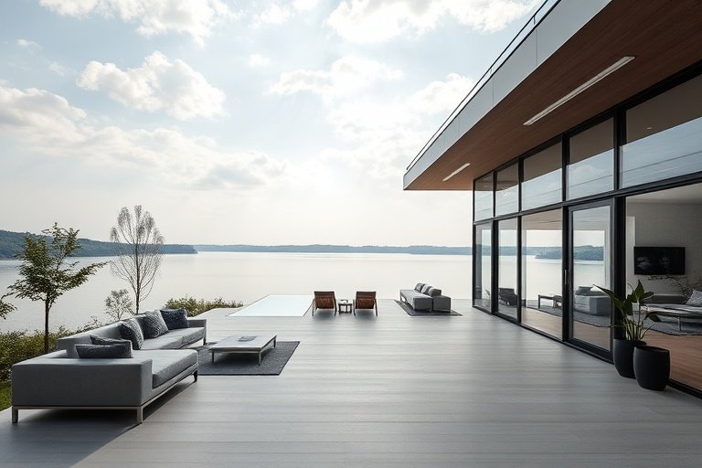 Terrace with lake view